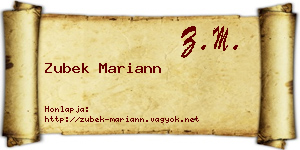 Zubek Mariann névjegykártya