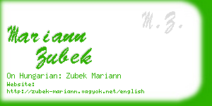 mariann zubek business card